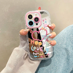 Lovely Girl Heart Mirror Phone Case For iPhone shockproof Back Cover - xinnzy