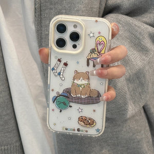 Cartoon Cat Transparent iPhone Case Shockproof - xinnzy