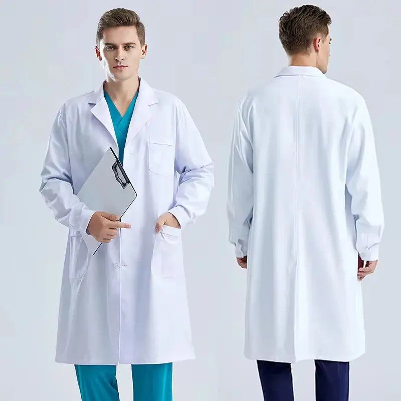 Bata de laboratorio blanca, uniforme de médico femenino de manga larga, uniforme de aislamiento masculino, uniforme de laboratorio, uniforme de trabajo de enfermera y estudiante MedSurgery Store For Digital Health