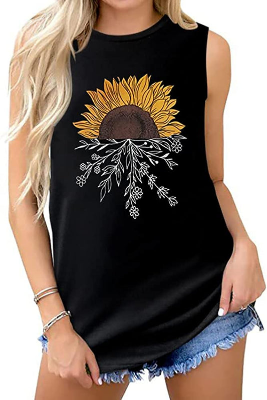 Rosemia Womens Black Sun Sleeveless Tank Top