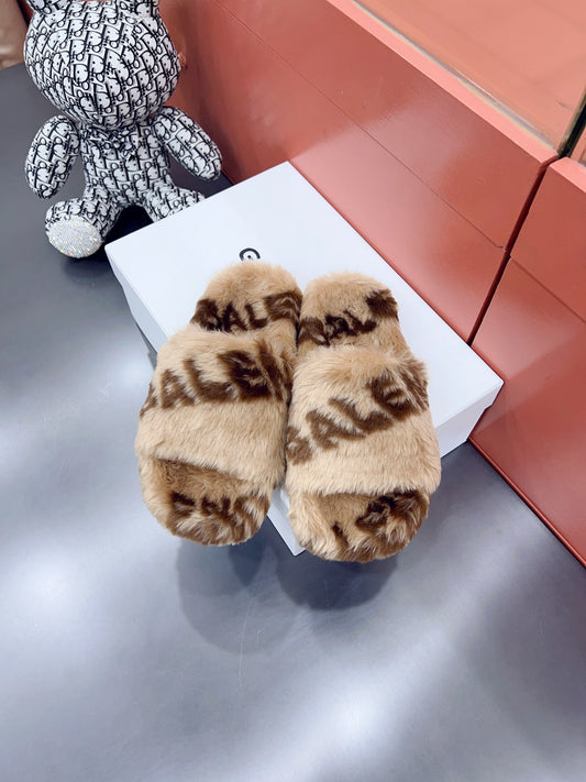 LV Mink Slippers - Brown – Azure Luxuries