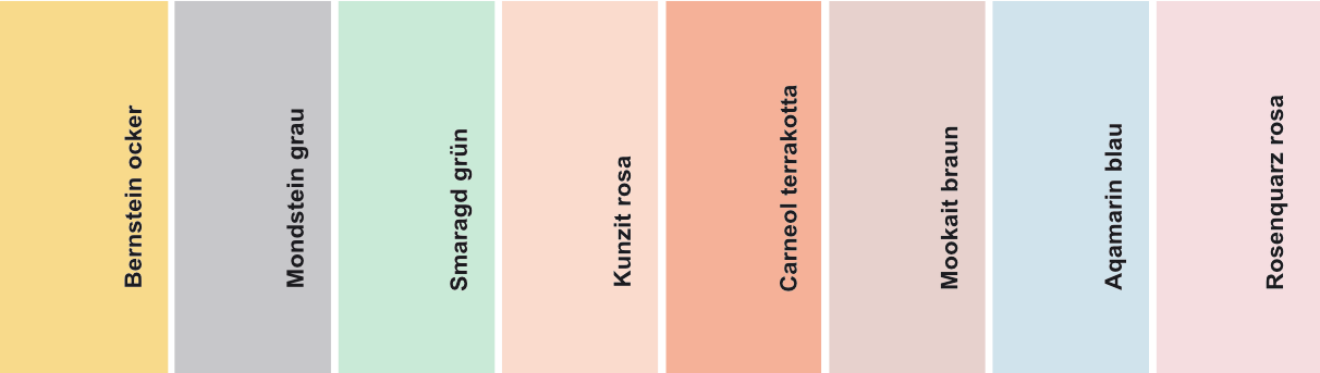 Pigment Farbkarte mit den verschiedenen Farben