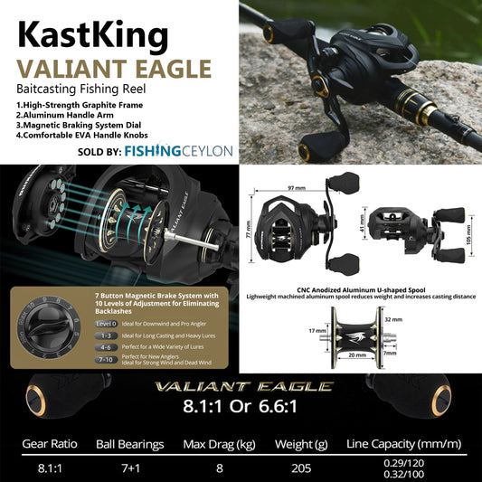 KastKing Centron Lite Baitcasting Fishing Reels, 7.1:1 Gear Ratio, Right  Handed Reel, Black, Baitcasting Reels -  Canada