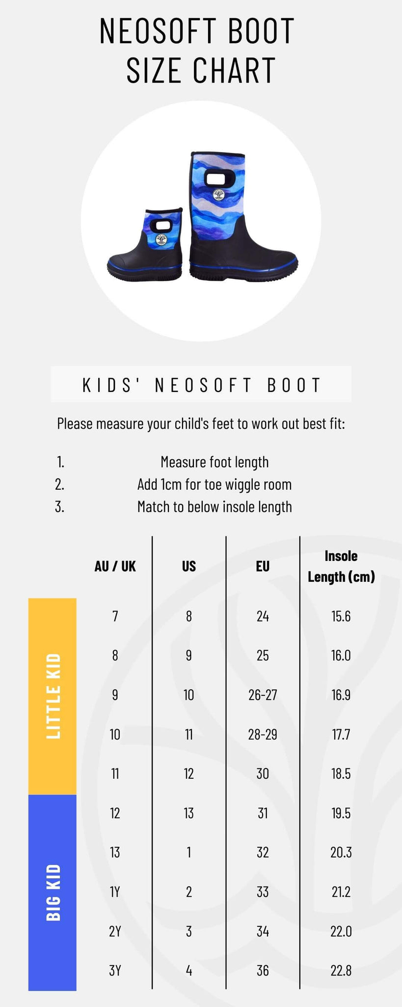 Wavetree Neosoft Boot Size Chart