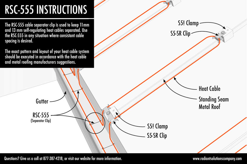 RSC-555 Heat Tape Separator Clip Diagram