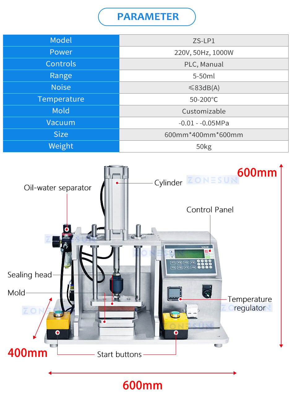 Zonesun ZS-LP1 Laundry Pod Sample Maker Parameters