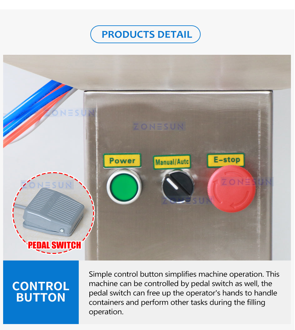 Zonesun ZS-YTFS1D Stand Piston Filler Controls