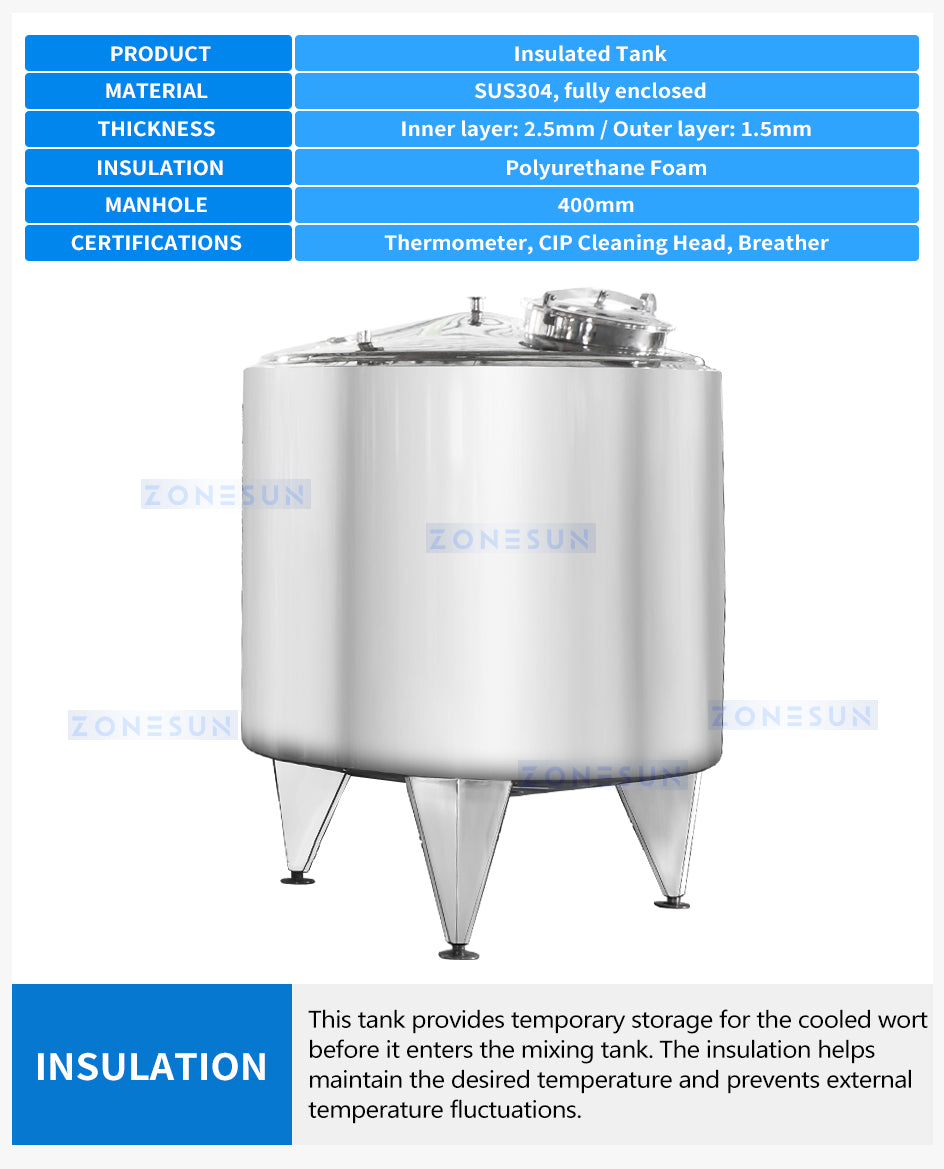 ZS-CDB1 Beer Brewing Equipment Insulated Tank