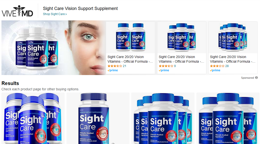 fake sightcare supplements sold on Amazon