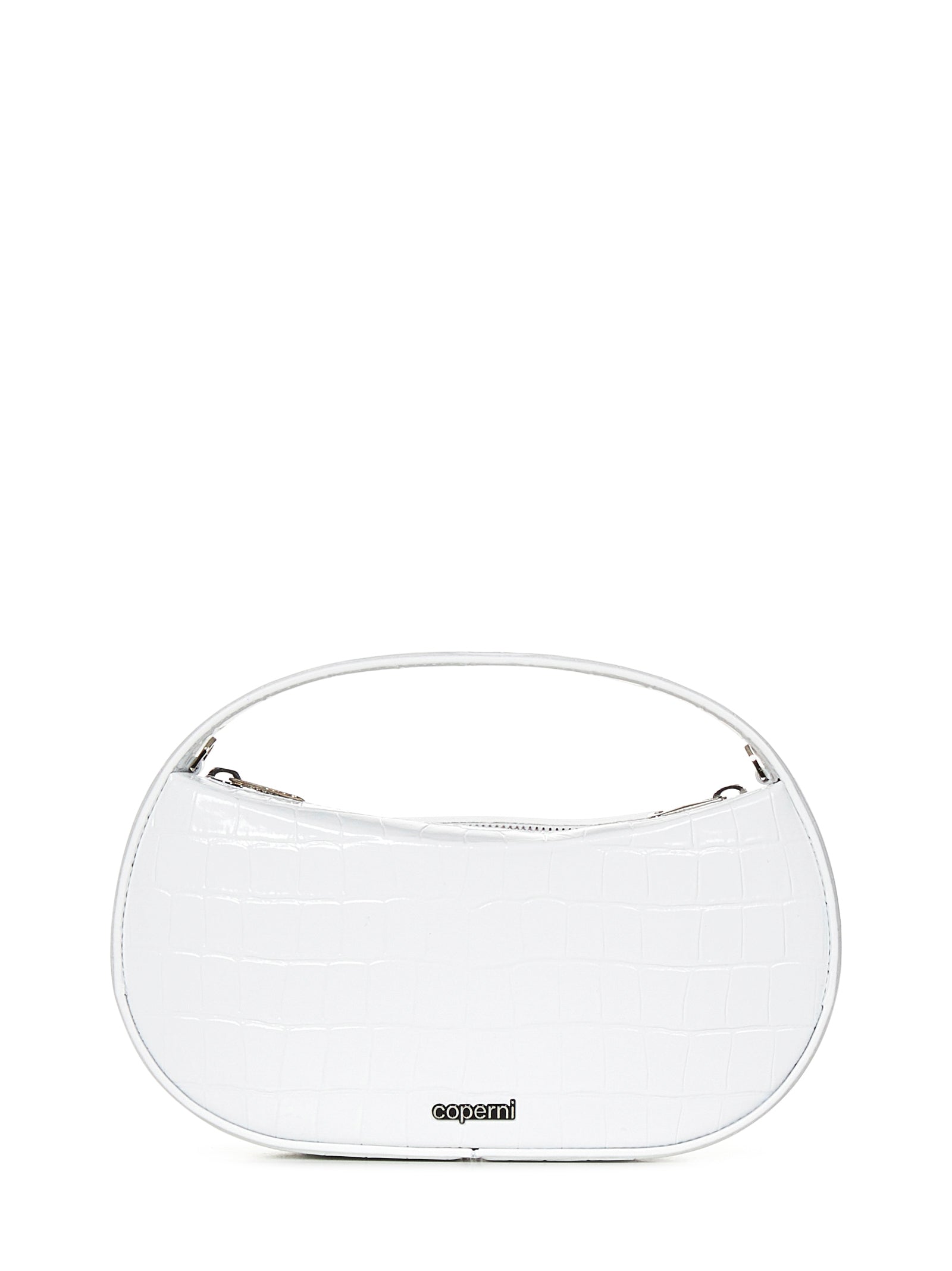 Shop Coperni Croco Small Sound Swipe Handbag In Bianco