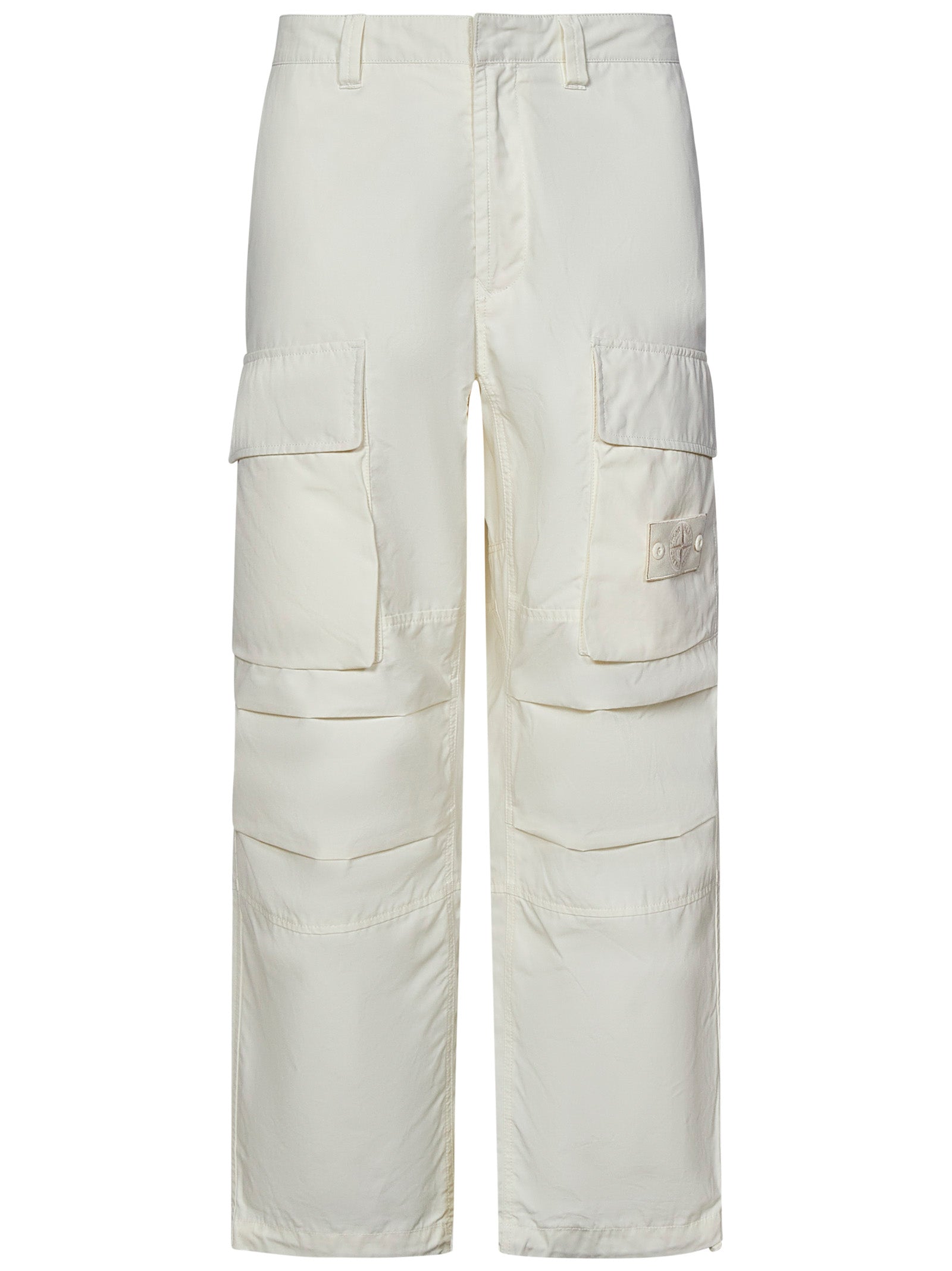 Shop Stone Island Trousers In Bianco