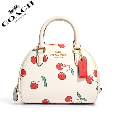 Coach CE653 Heart Crossbody With Heart Cherry Print In Gold/Light