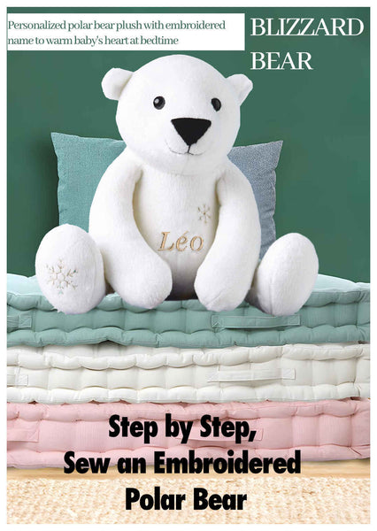 Step by step sew an embroidered polar bear