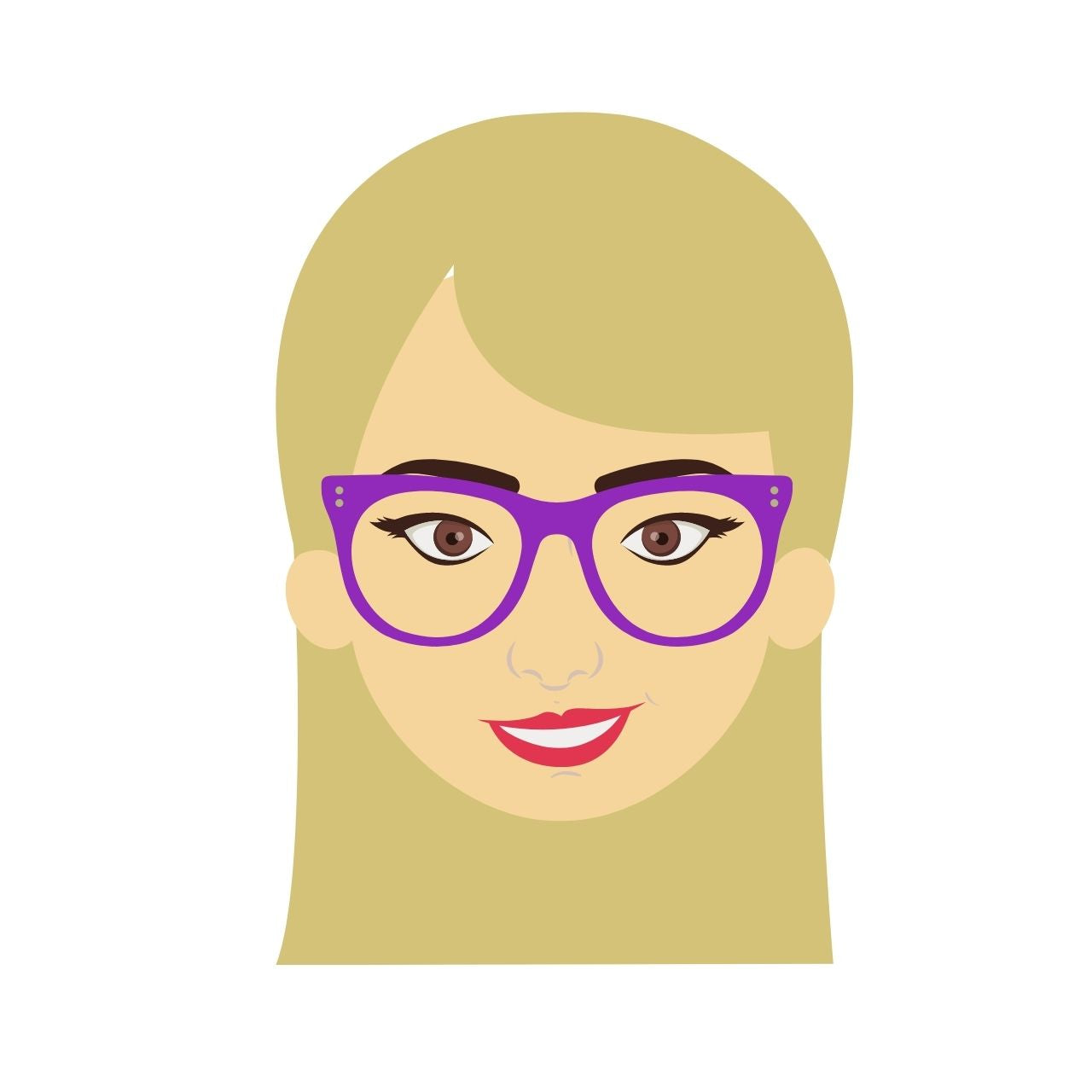 fioletowe okulary do chłodnych blond włosów