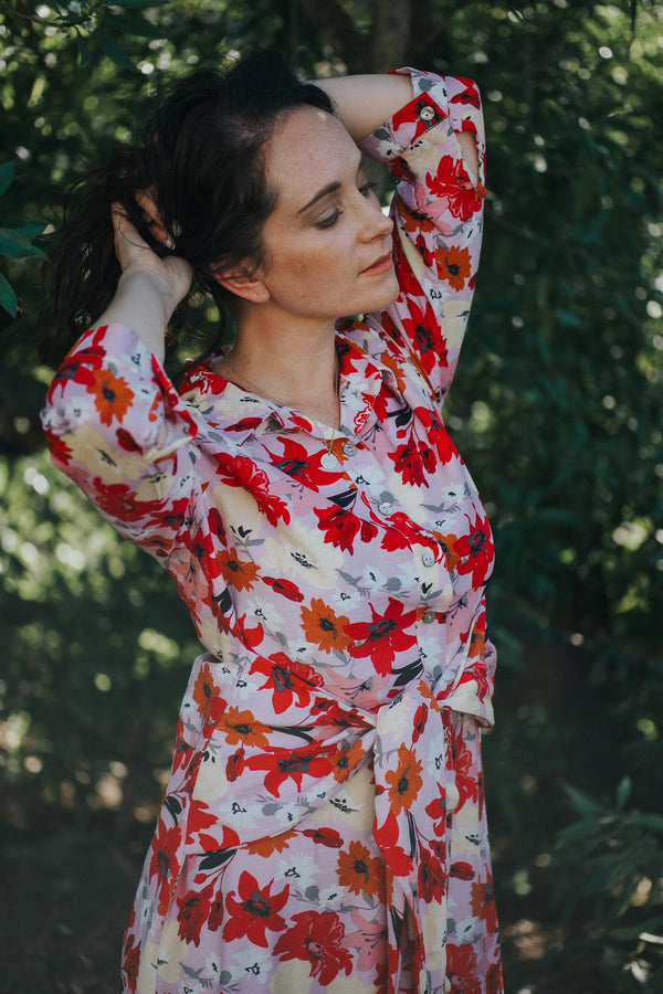 Floral Covering Button-through Dress