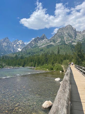 Jenny lake where the river runs into it at the Tetons