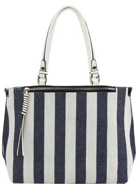 black and white striped purse