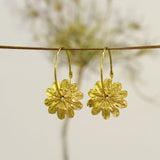 18 ct gold Poppy Flower Gold Hoop Earrings. Kami-Jewelry.