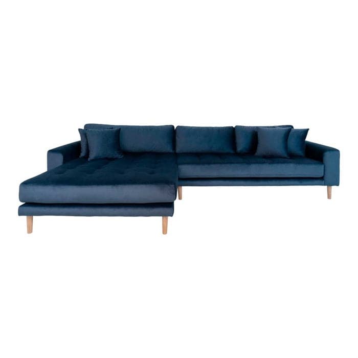 4: HOUSE NORDIC Lido sofa, m. venstrevendt chaiselong - mørkeblåt velour