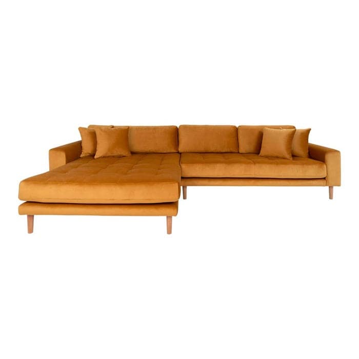 12: HOUSE NORDIC Lido sofa, m. venstrevendt chaiselong - sennepsgul velour