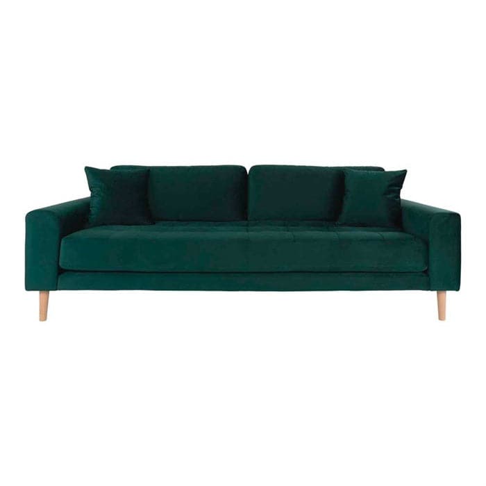 Lido 3-personers Velour Sofa - Mørkegrøn, norliving