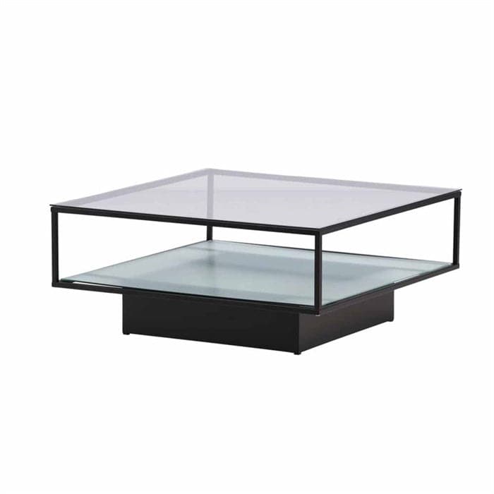 Billede af Maglehem Sofabord i Glas med sort metalstel - 90x90 cm., Venture Design