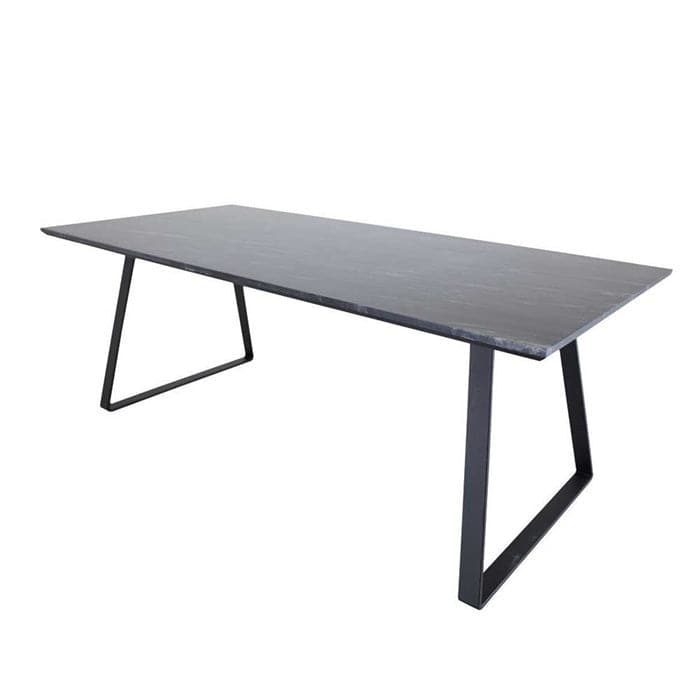10: Estelle Spisebord i Grå Marmor med Sort Stel, 200 cm., Eget lager - Venture design