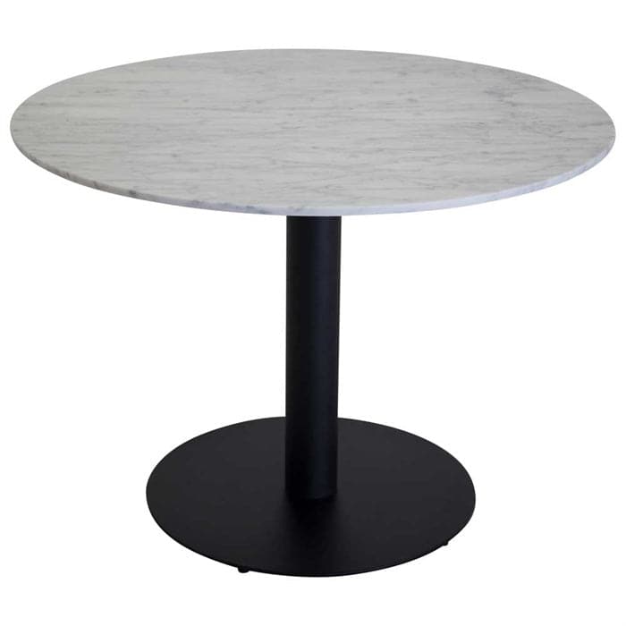 Estelle Spisebord i Hvid Marmor med Sort Metalfod, Ø106 cm, Venture Design