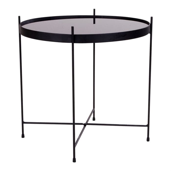 4: Hjørnebord i sort stål med glasn ø48xh48 cm - 2101100