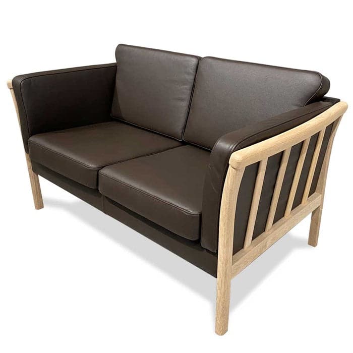 Denver 2-pers Sofa i Fuld Læder -Ege Gavle (flere farver), Svane Design