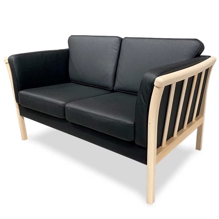 7: Denver 2-pers Sofa i Sort Læder -Bøge Gavle, Svane Design