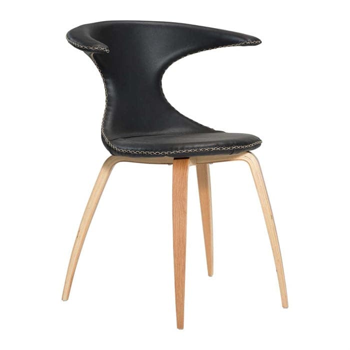 5: Flair Spisebordsstol i Sort Læder med Egetræsben, Dan-Form
