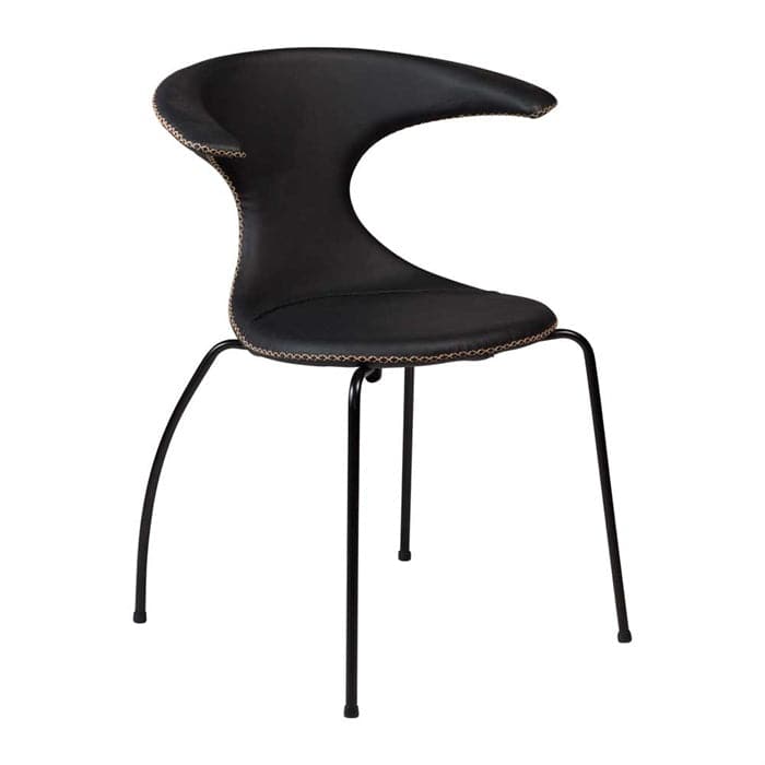 Billede af Flair Spisebordsstol i Sort Læder med Sorte Ben, Dan-Form