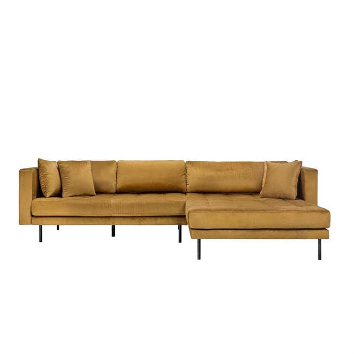 Matteo 3 personers sofa med (vendbar) Chaiselong højre - Gul Velour, Hundevad