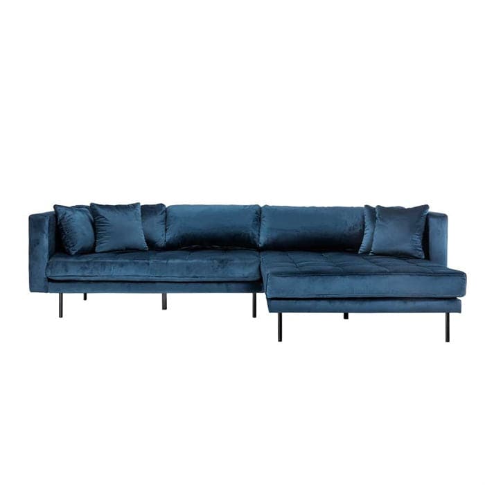 Matteo 3 personers sofa med (vendbar) Chaiselong højre - Blå Velour, norliving