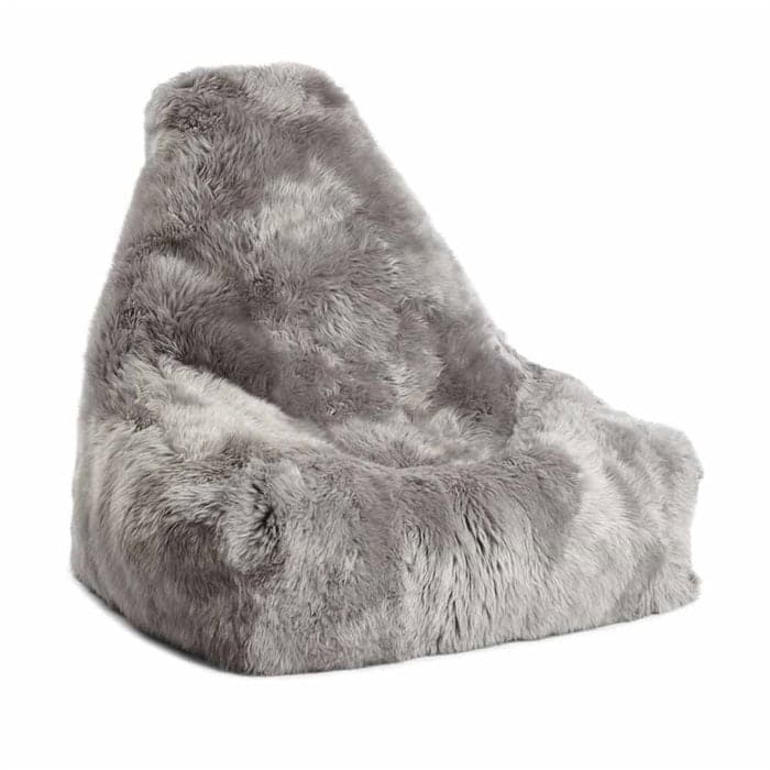 Sækkestol med ryglæn i langhåret lammeskind -Light Grey, Natures Collection