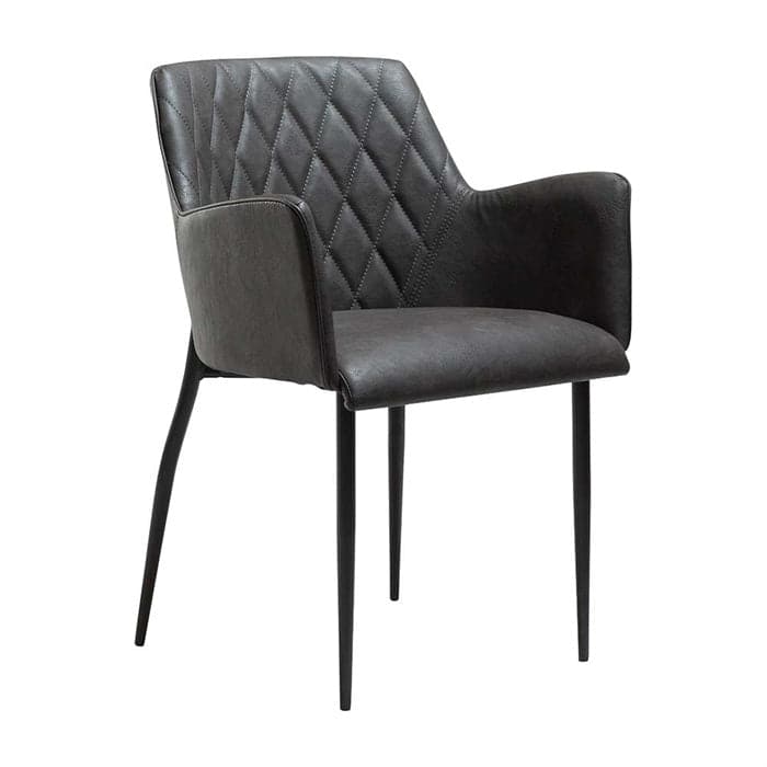 Billede af Rombo spisebordsstol med Armlæn i Mørkegrå Kunstlæder, Dan-Form
