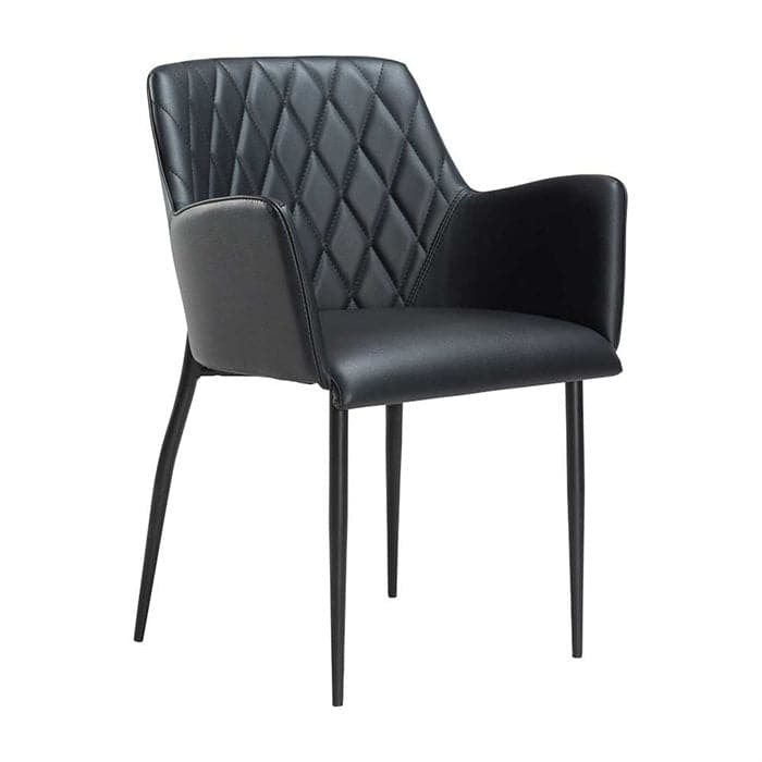 #2 - Rombo spisebordsstol med Armlæn i Sort Kunstlæder, Dan-Form