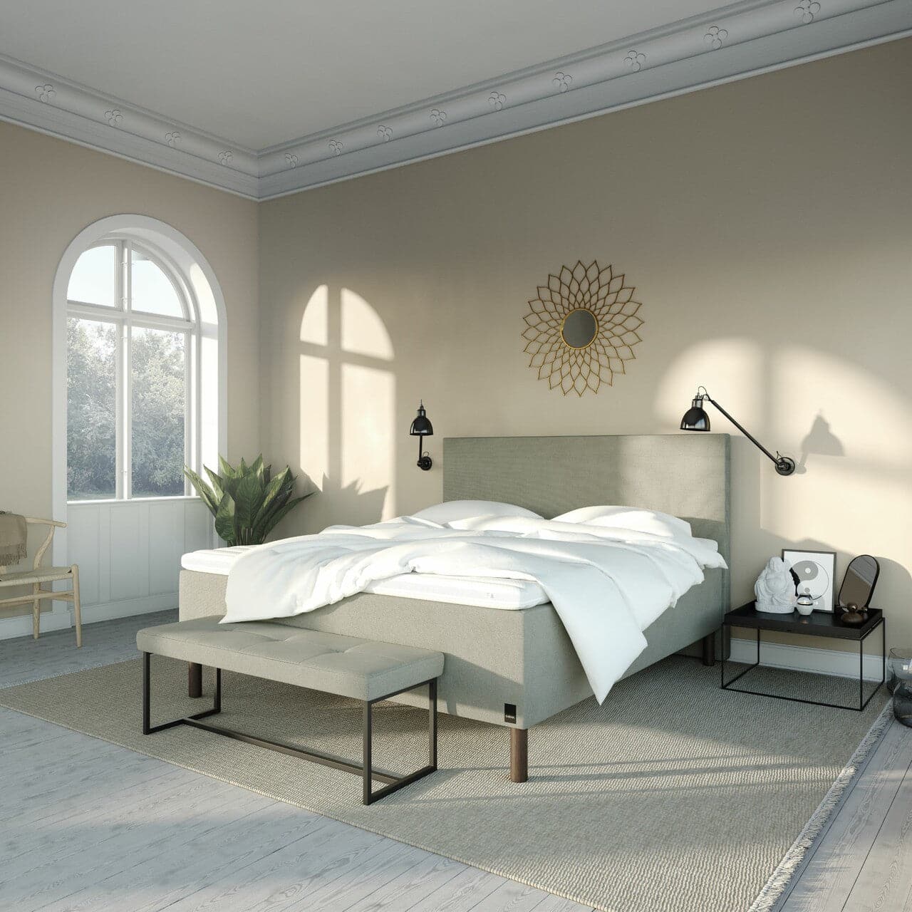 Billede af Imperia LUX Boxmadras - Fløjl Beige, Karma Beds