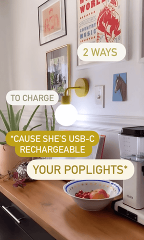 Two ways to charge your Poplight USB-C rechargeable wall lighting