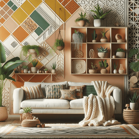 Geometric patterned accent wall