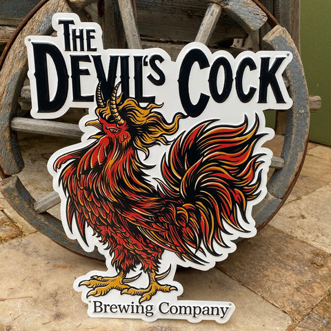 Custom embossed tacker for Devil's Cock Brewing Co
