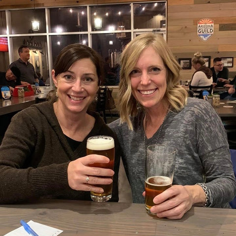 Jen with a friend at Front Pourch Brewing in Phoenix