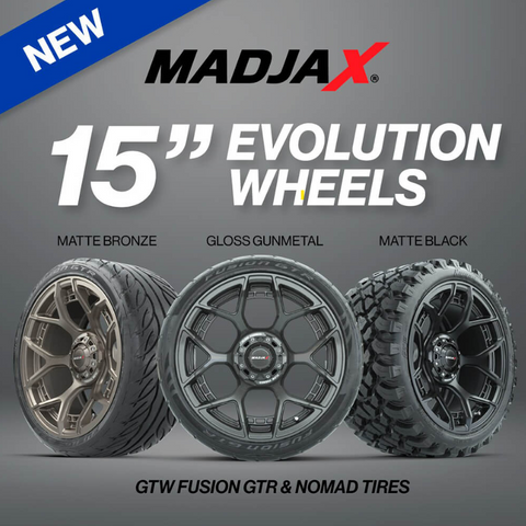 MadJax Evolution 15-inch golf cart wheel and tire combos from GolfCartStuff.com