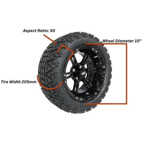 Metric Golf Cart Sizing: 205/50-10