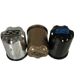 Three SS center caps- chrome, black, bronze