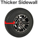 Golf cart wheel and tire combo with bigger tire sidewall 