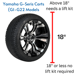 Yamaha golf cart tire sizing diagram for G-Series golf carts