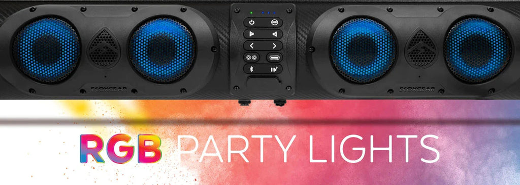 SoundExtreme RGB lighting feature on bluetooth sport sound bar.
