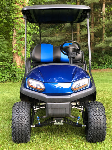 Club Car Tempo Madjax golf cart light kit installed on cart.